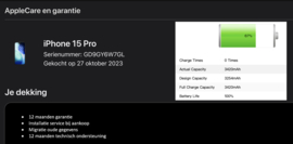 (No.6063) iPhone 15 Pro 128GB Black Titanium **A-Grade**