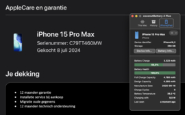 (No.6653) iPhone 15 Pro Max 256GB Blauw Titanium **A/B-Grade**