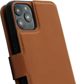 iPhone 12 Pro Max: MINIM 2 in 1 leather Bookcase wallet (Cognac)