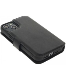iPhone 15 : MINIM 2 in 1 leather Bookcase wallet (Zwart)