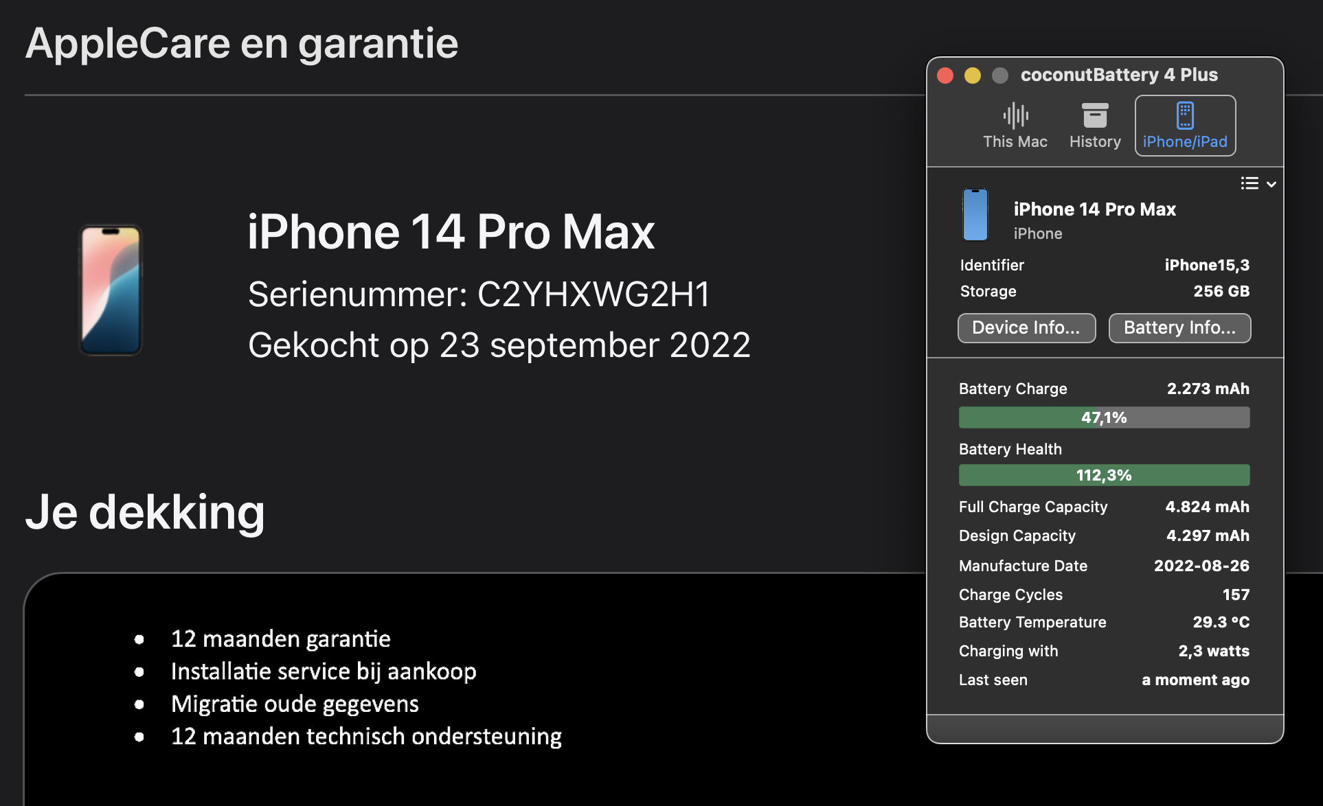 (No.5753) iPhone 14 Pro Max 256GB Space Black **B-Grade**