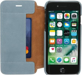 iPhone 7 / 8 / SE (2020): MINIM  leather Bookcase  (Blauw)