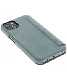 iPhone 13: MINIM  leather Bookcase  (Blauw)