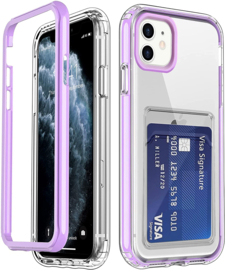 iPhone 11 Clear Case with cardholder (Paars)