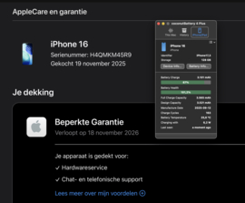 (No.6452) iPhone 16 zwart 128GB  **A-grade**