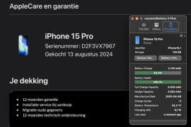 (No.6303) iPhone 15 Pro 128GB Blauw Titanium **A -Grade**