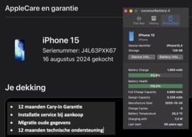 (No.6812) iPhone 15 Zwart 128GB  **A-Grade**