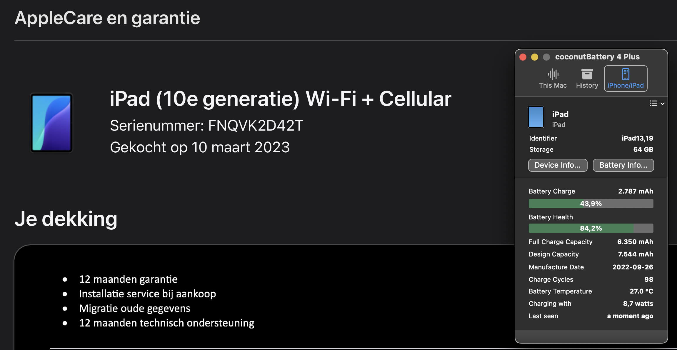 (No.5865) iPad 10,9" 10e generatie Wifi & Cellular (5G) Zilver 64GB **A-Grade**