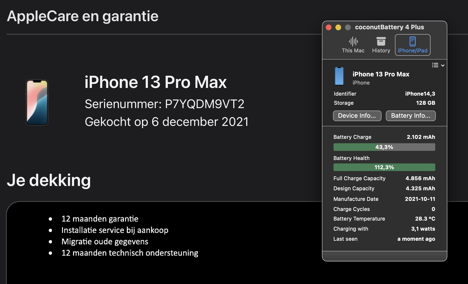 (No.5755) iPhone 13 Pro Max 128GB Graphite **B-Grade**