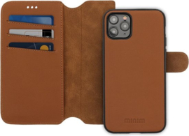 iPhone 12 Pro Max: MINIM 2 in 1 leather Bookcase wallet (Cognac)