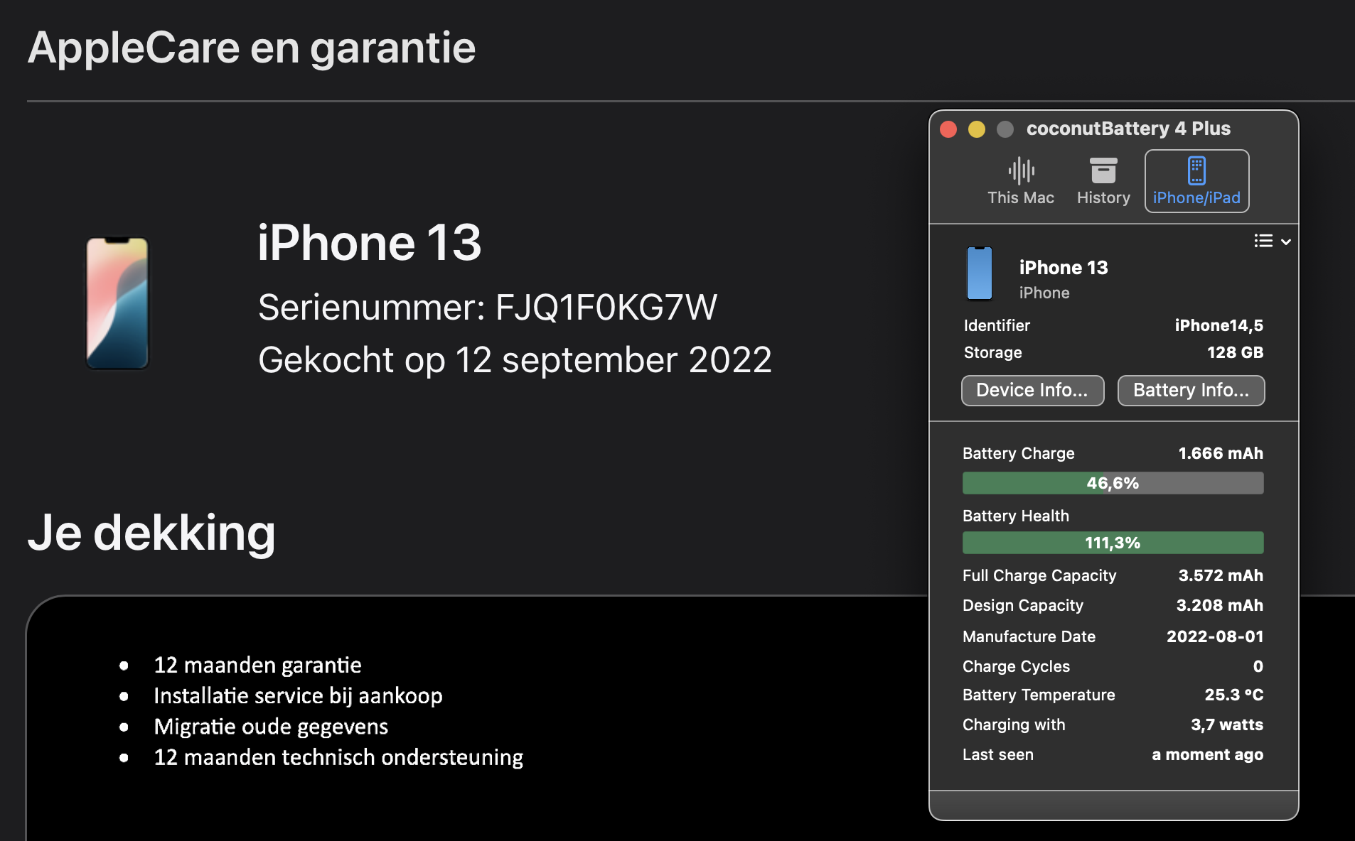 (No.5813) iPhone 13 Midnight 128GB  **A-Grade**