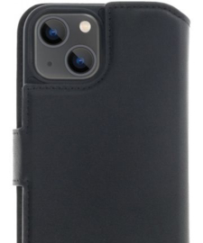 iPhone 13 mini: MINIM 2 in 1 leather Bookcase wallet (Zwart)