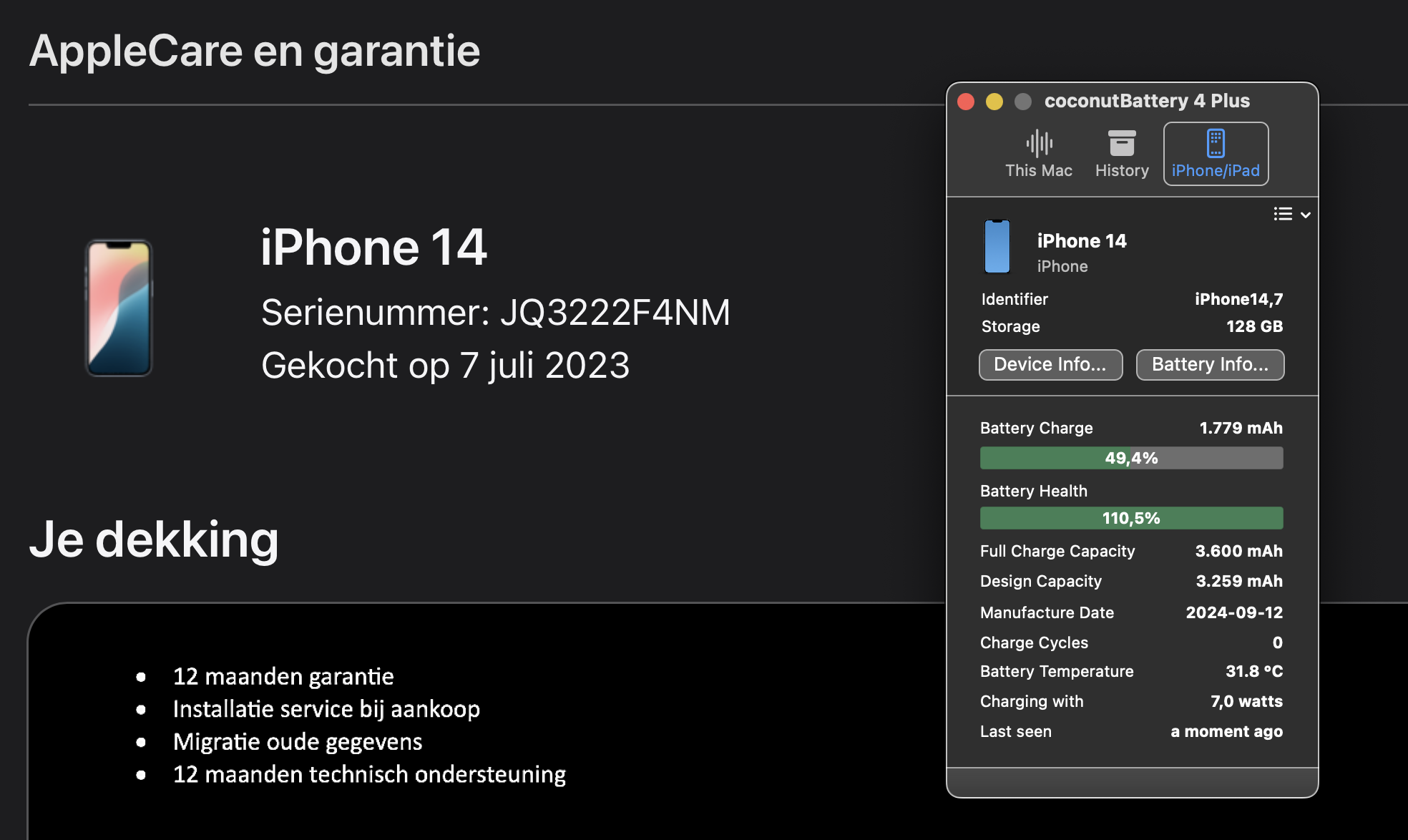 (No.5797) iPhone 14 Blauw 128GB  **AB-Grade**