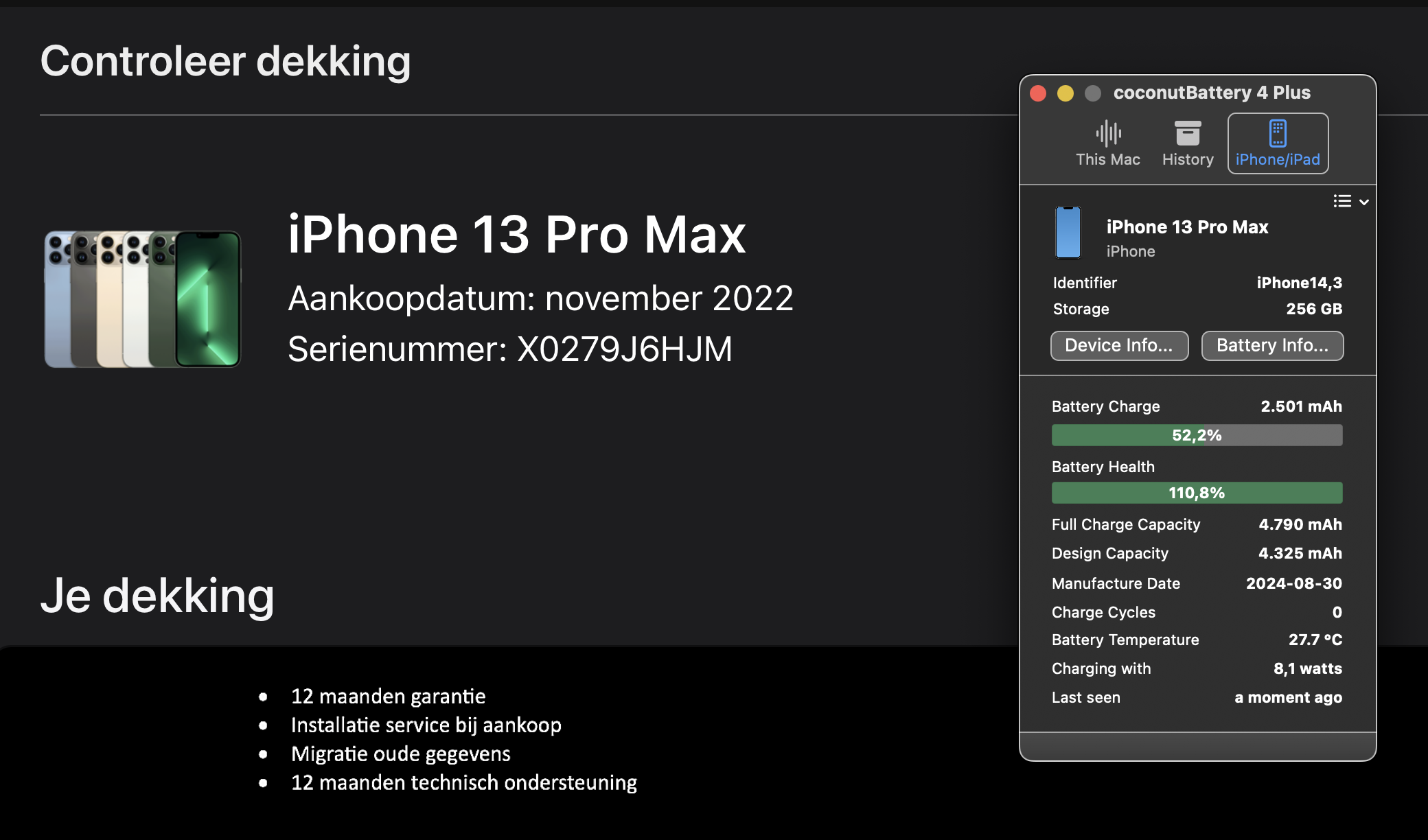 (No.5763) iPhone 13 Pro Max 256GB Zilver **A-Grade**