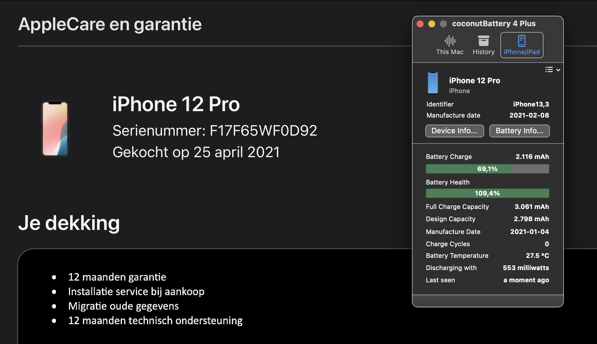 (No.5759) iPhone 12 Pro 256GB Graphite  **A-Grade**