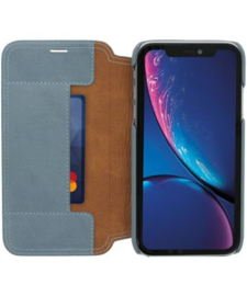iPhone X / Xs: MINIM  leather Bookcase  (blauw)
