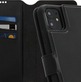 iPhone XR : MINIM 2 in 1 leather Bookcase wallet (Zwart)
