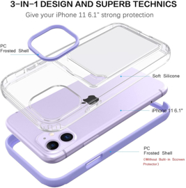 iPhone 11 Clear Case with cardholder (Paars)