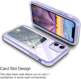 iPhone 11 Clear Case with cardholder (Paars)