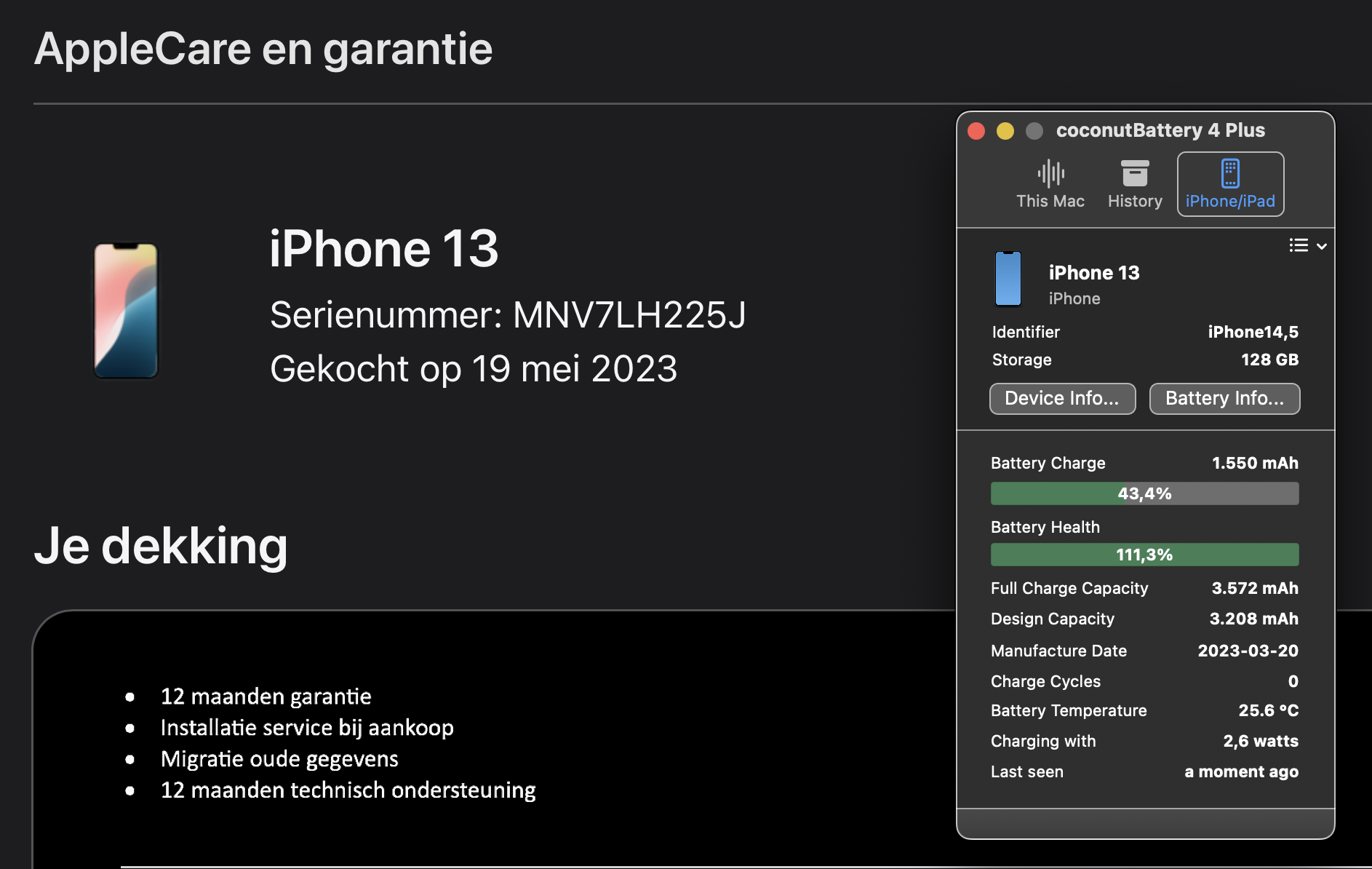 (No.5816) iPhone 13 Midnight 128GB  **A-Grade**