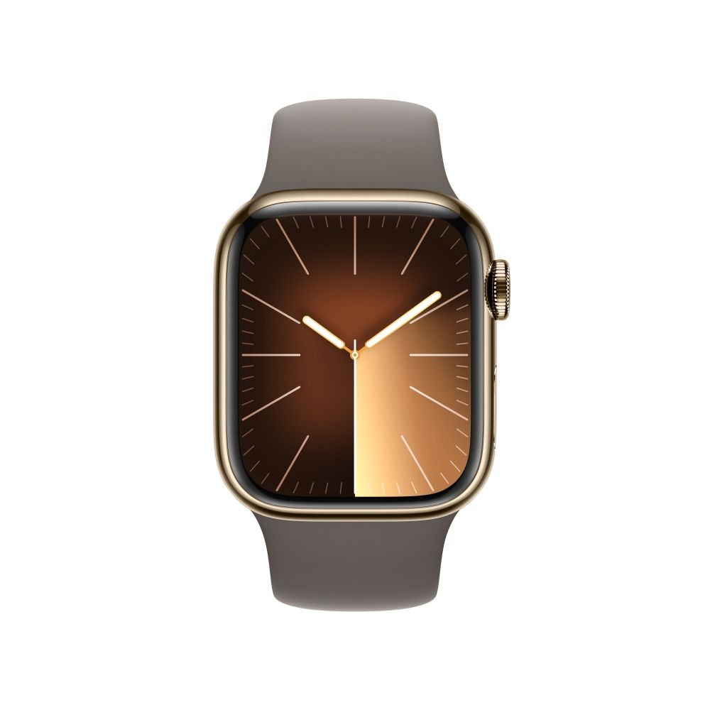 (No.5660) Watch serie 9 41mm GPS & 4G Goud RVS, Clay sportsband s/m **Nieuw**