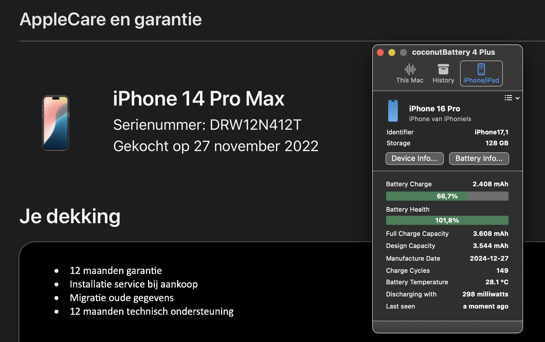 (No.5863) iPhone 14 Pro Max 128GB Zilver **A-Grade**
