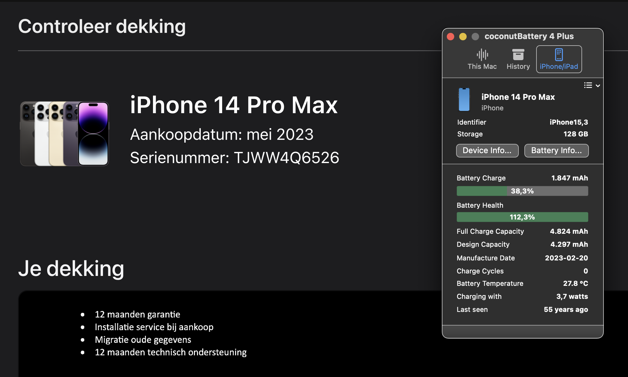 (No.5879) iPhone 14 Pro Max 128GB Zilver **A-Grade**