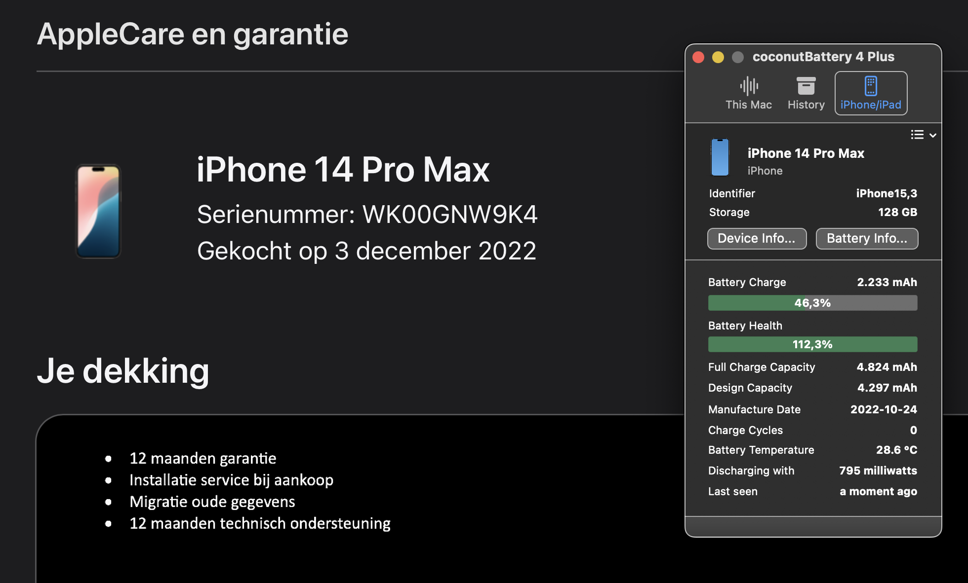 (No.5752) iPhone 14 Pro Max 128GB Space Black **A-Grade**
