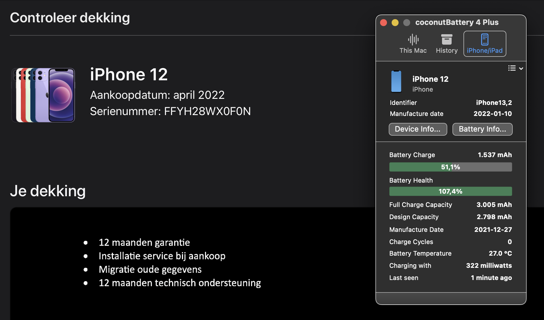 (No.5689) iPhone 12  zwart 64GB  **A-Grade**