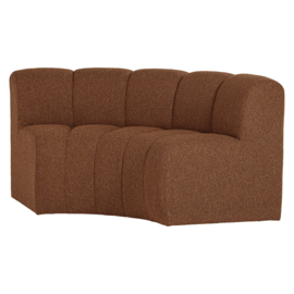 377902- RM | Mojo eetbank half ronde hoek met rugleuning - boucle roestbruin | WOOOD