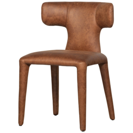 801420- B | Permit eetkamerstoel lederlook - cognac | WOOOD