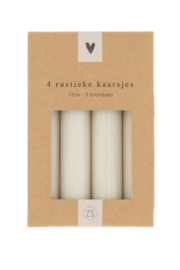 4 rustieke kaarsjes 12cm - krijt | Zusss