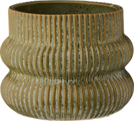 13605-22 | Pot w/grooves Distressed Ø13.5 - green | Ib Laursen 