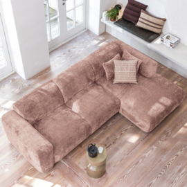 375072-T | Cloud chaise longue links - geweven chenille taupe/roze | WOOOD