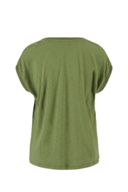  V-hals top met lurex boord - light mossgreen | Zusss 