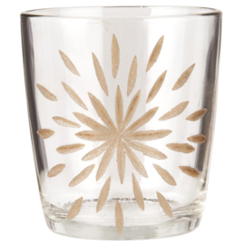 6005-00 | Candle holder glass f/tealight w/engraved star | Ib Laursen