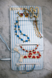 Sieraden etui gestreept  - lichtblauw/wit | Zusss