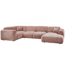 375074-T | Cloud hoekbank links - geweven chenille taupe/roze | WOOOD