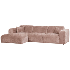 375072-T | Cloud chaise longue links - geweven chenille taupe/roze | WOOOD