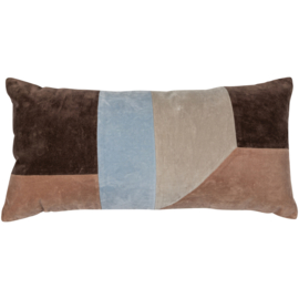 377565-NB | Laon kussens (set van 3) - velvet naturel/blauw | WOOOD