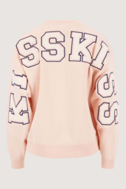  V-hals sweater met tekst - light pink | Zusss