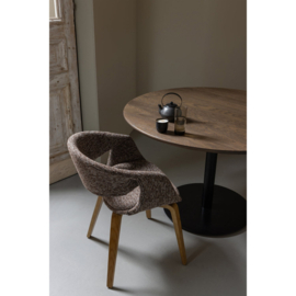 377505-BN | Yossi eetkamerstoel - bruin met houten poot naturel | WOOOD