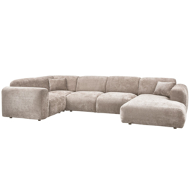 375074-N | Cloud hoekbank links - geweven chenille naturel | WOOOD