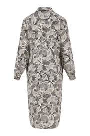 Doorknoop jurk met grafische print - off white/zwart | Zusss