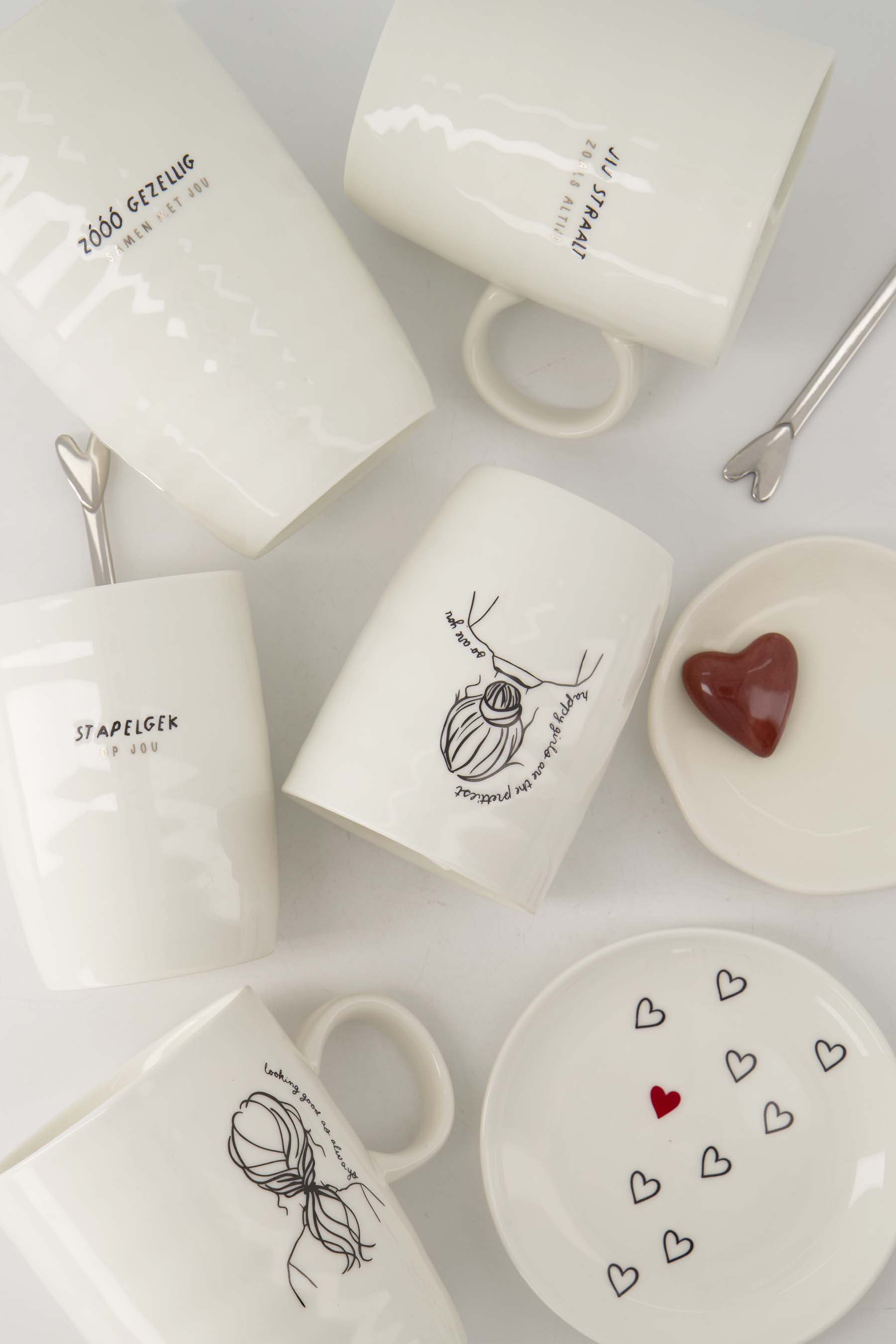 Schaaltje hartjes - wit/zward/port | Zusss