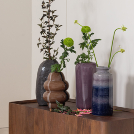 377478-B | Kency vaas - glas bruin met streep donkerbruin | WOOOD 