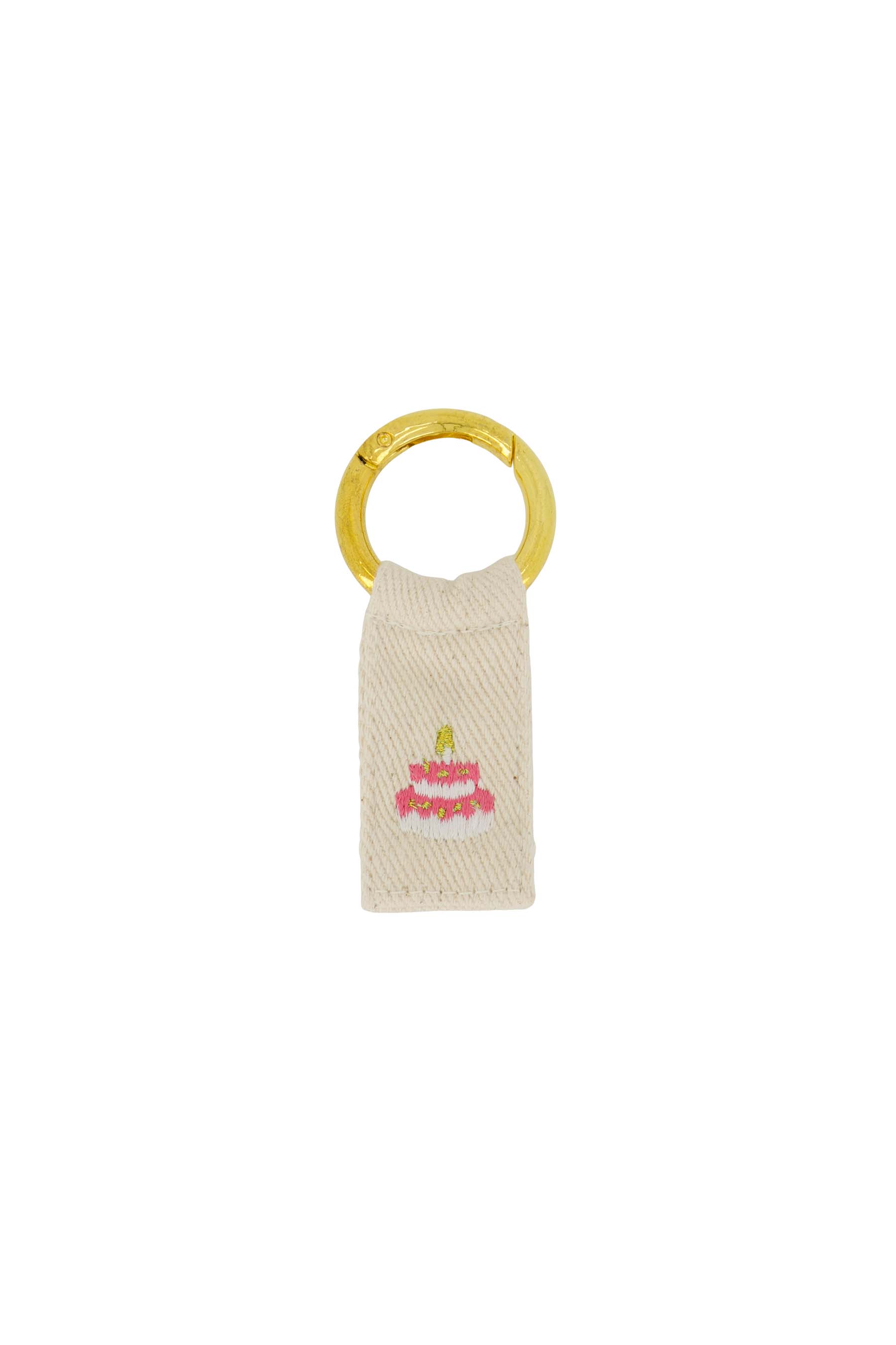 Ansichtkaart sleutelhanger taart - wit/roze | Zusss