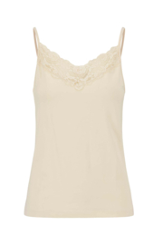 Spaghetti top met kant - creme | Zusss
