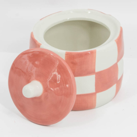 AS2957 | Aardewerk potje met deksel - check peach | HomeBound by Kolony