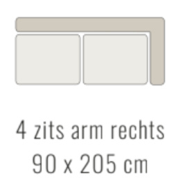 4-zits arm rechts - Tessa 90x205 cm | Sevn